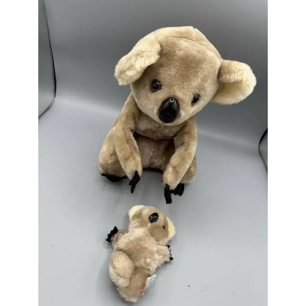 Vintage Dakin Koala Bear Plush With Baby Stuffed Animal 9” Brown Tan